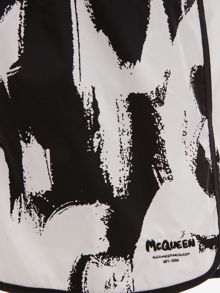 Men's in Graffiti Swim Shorts Black/White Fashion Alexander McQueen