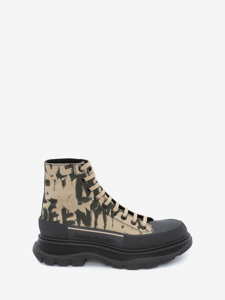Beige Men's in Graffiti Tread Slick Boot Fashion Alexander McQueen