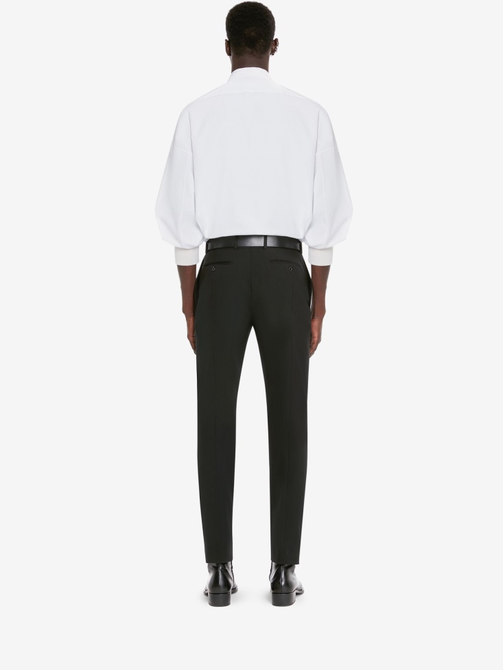 White Men's Cotton Poplin Chevron Shirt Fashion Alexander McQueen