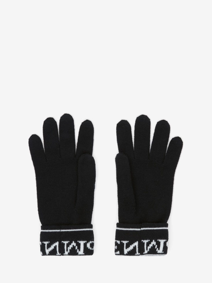 Fashion Alexander McQueen Women's in Knit Gloves Black/Ivory