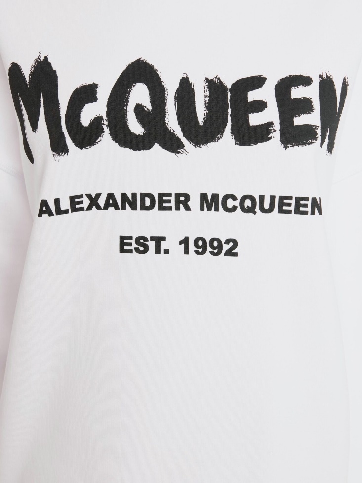 White/Black Women's in Graffiti Sweatshirt Fashion Alexander McQueen
