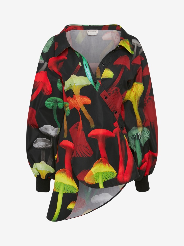 Fashion Alexander McQueen Women's Psychedelic Mushroom Twisted Shirt Black/Multicolour