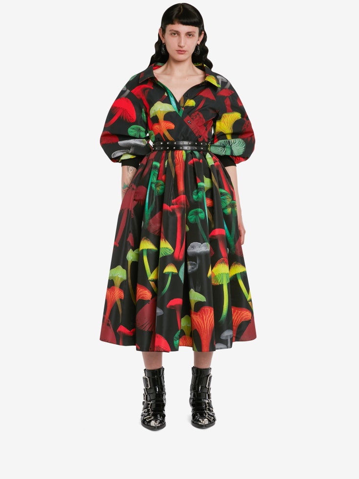 Fashion Alexander McQueen Women's Psychedelic Mushroom Twisted Shirt Black/Multicolour