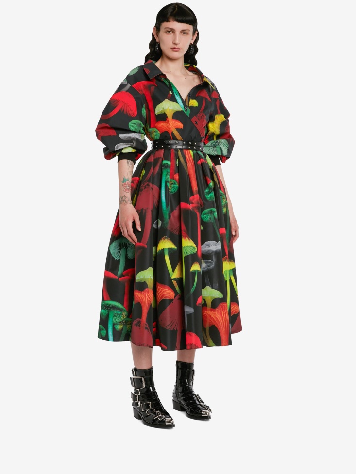 Fashion Alexander McQueen Women's Psychedelic Mushroom Twisted Shirt Black/Multicolour