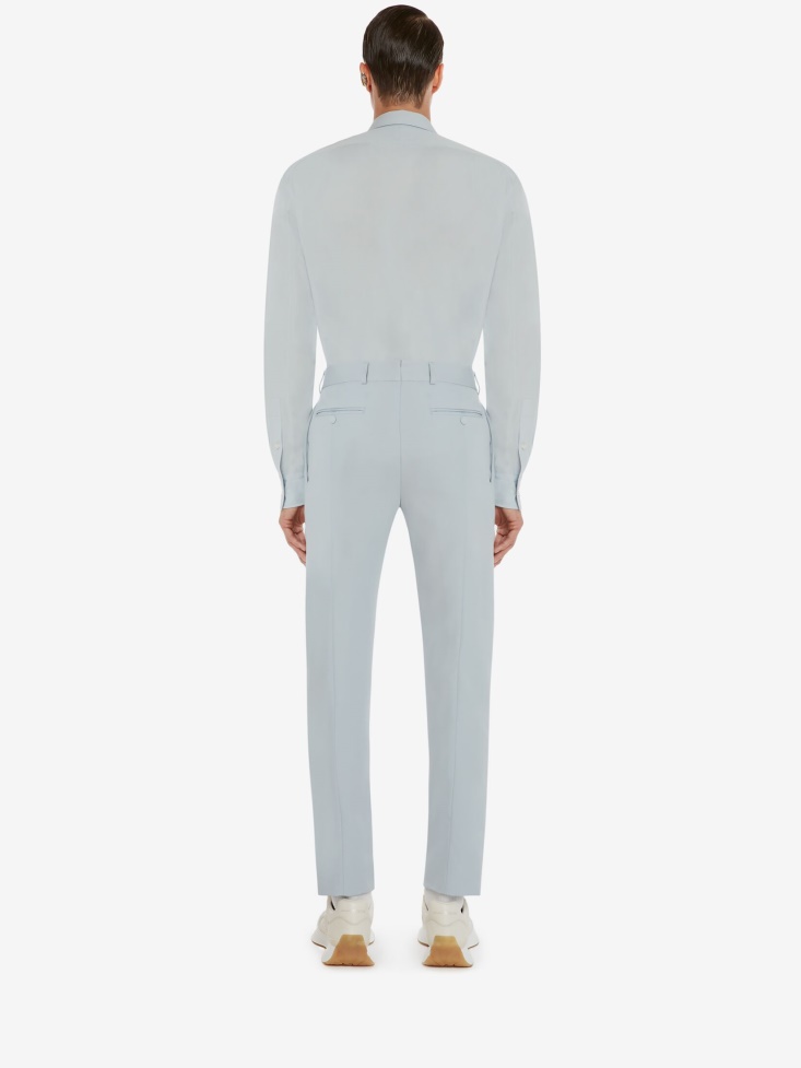 Fashion Alexander McQueen Cloud Blue Men's Concealed Placket Shirt