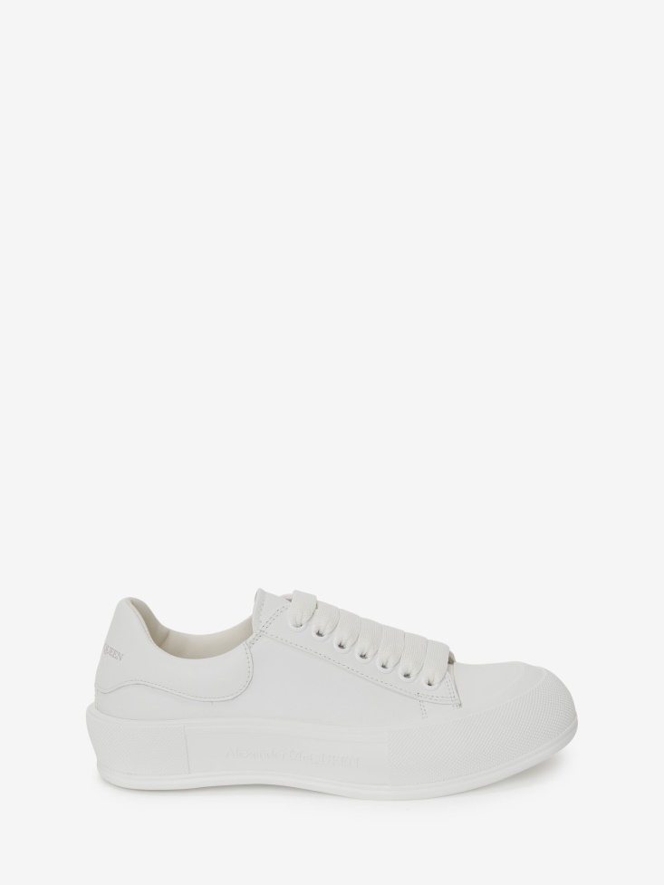 White Men's Deck Lace Up Plimsoll Fashion Alexander McQueen