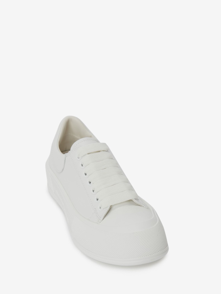 White Men's Deck Lace Up Plimsoll Fashion Alexander McQueen