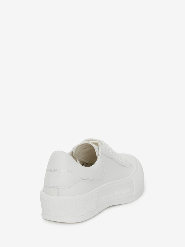 White Men's Deck Lace Up Plimsoll Fashion Alexander McQueen
