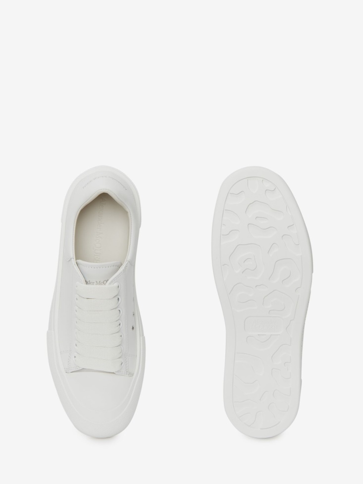 White Men's Deck Lace Up Plimsoll Fashion Alexander McQueen