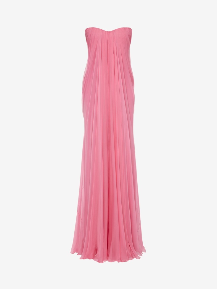 Fashion Alexander McQueen Women's Bustier Evening Dress Sugar Pink