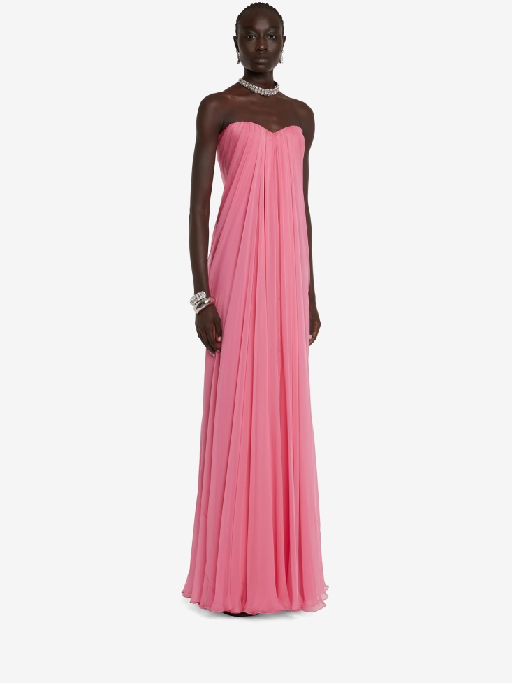 Fashion Alexander McQueen Women's Bustier Evening Dress Sugar Pink