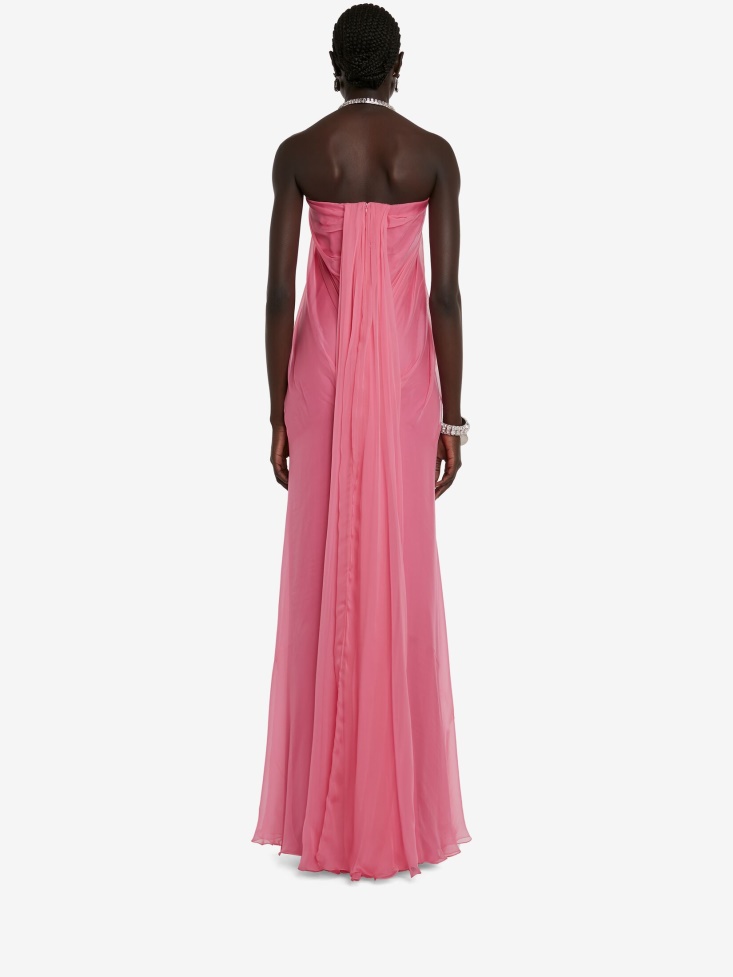 Fashion Alexander McQueen Women's Bustier Evening Dress Sugar Pink