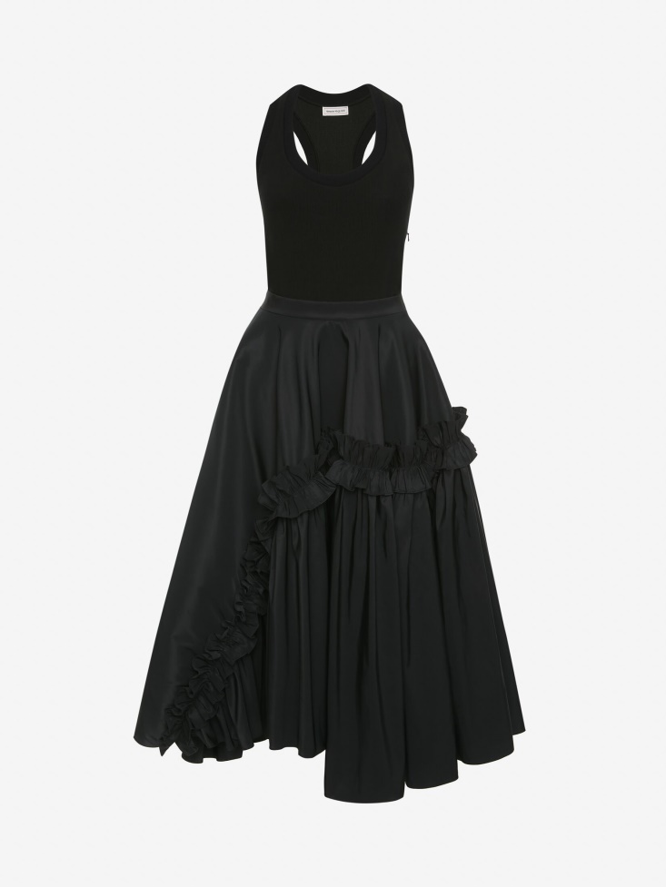 Women's Hybrid Midi Dress Black Fashion Alexander McQueen
