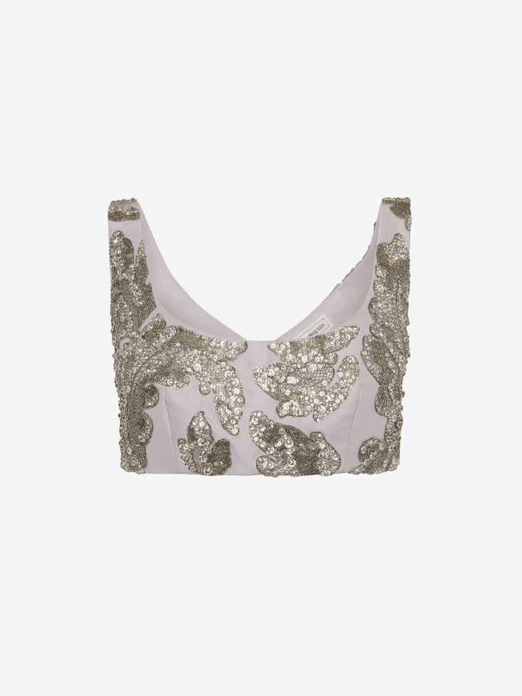 Porcelain Women's Alchemilla Embroidery Crop Top Fashion Alexander McQueen
