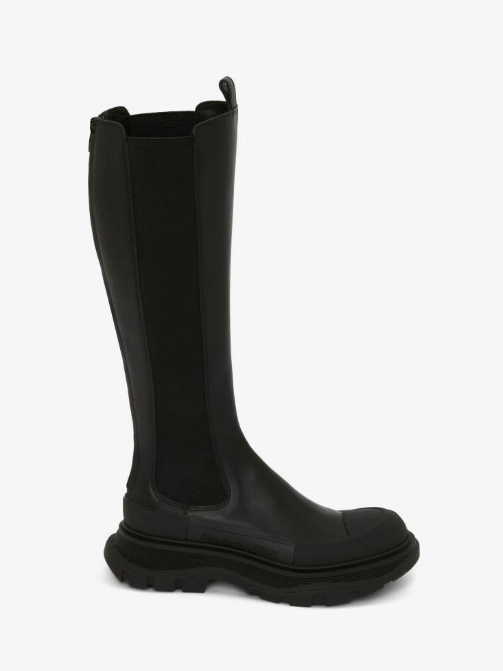 Women's Tread Slick Knee High Boot Fashion Alexander McQueen Black