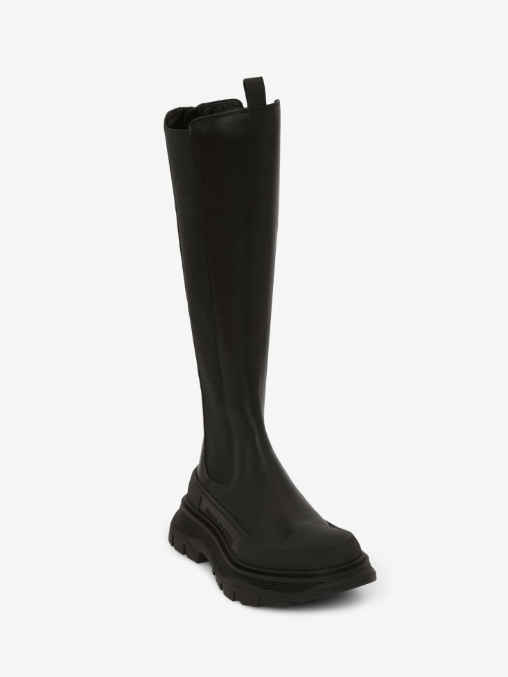 Women's Tread Slick Knee High Boot Fashion Alexander McQueen Black