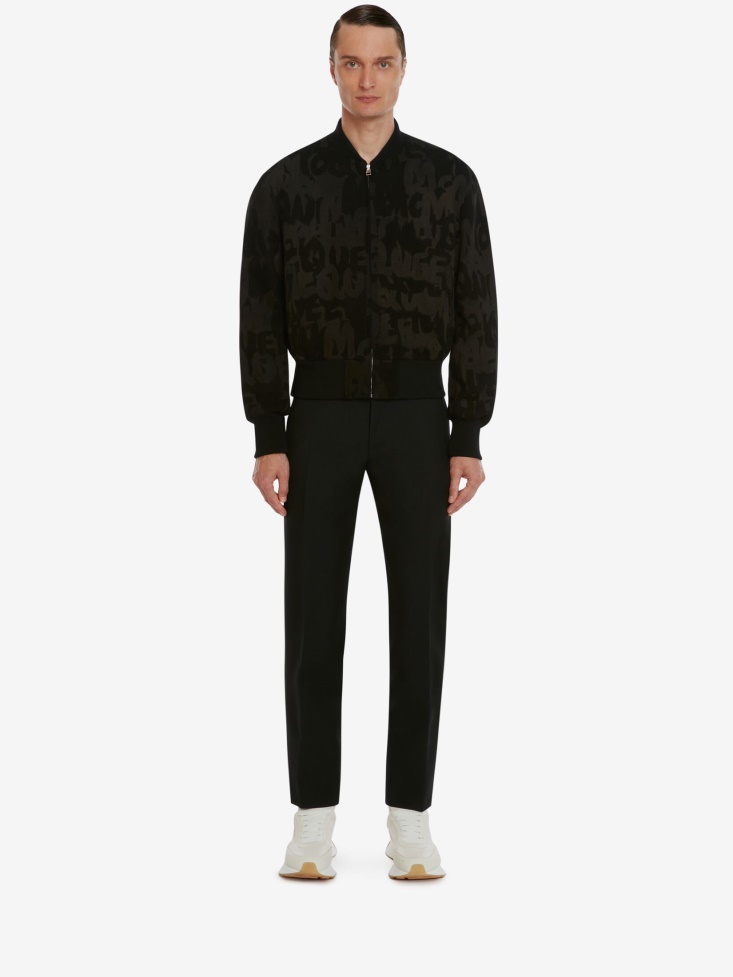 Men's in Graffiti Leather Jacket Fashion Alexander McQueen Black/Dark Grey