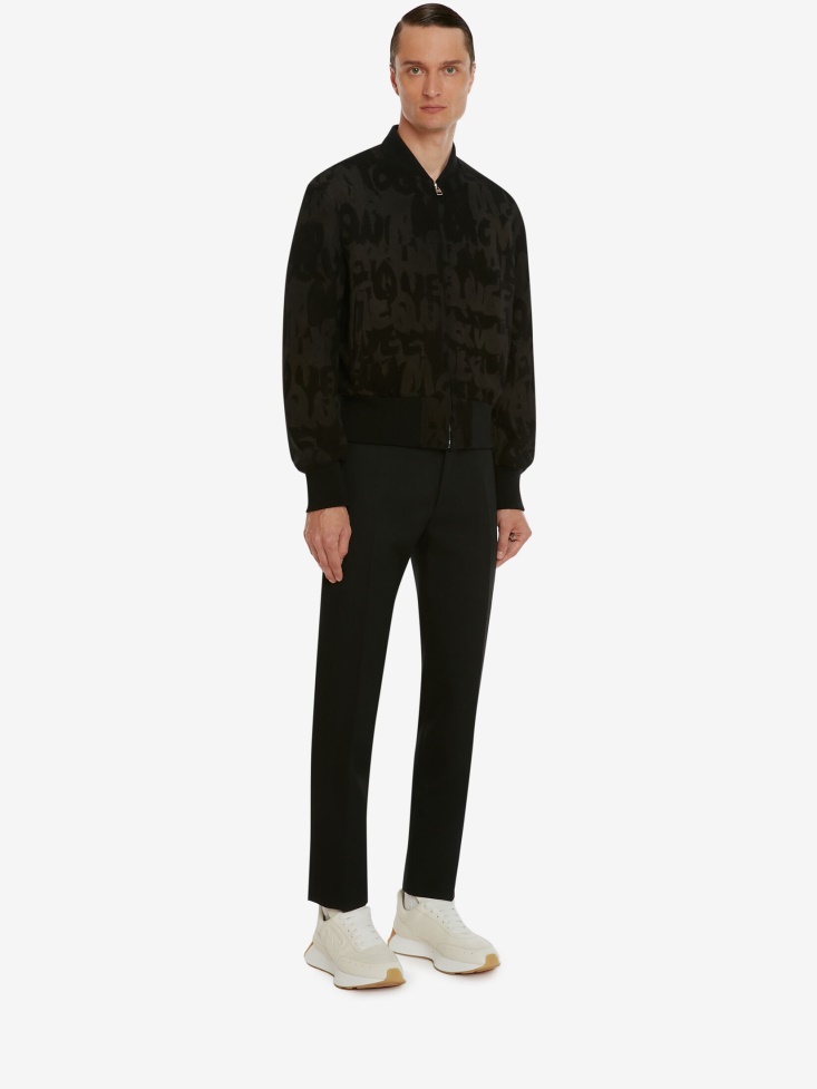 Men's in Graffiti Leather Jacket Fashion Alexander McQueen Black/Dark Grey