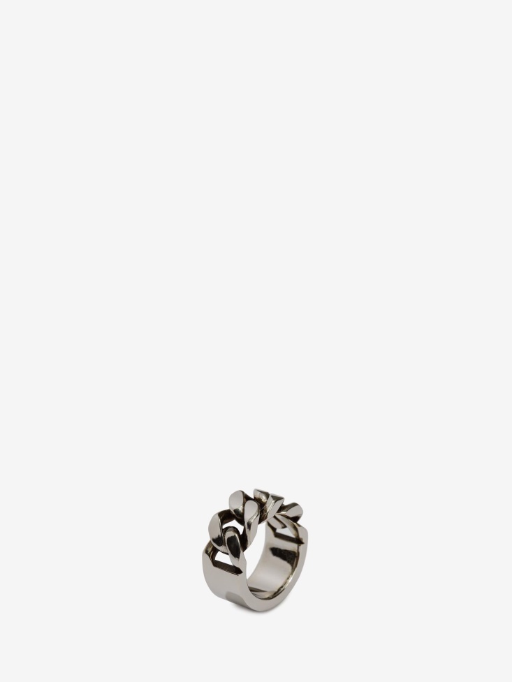 Antique Silver Fashion Alexander McQueen Men's Chain Ring