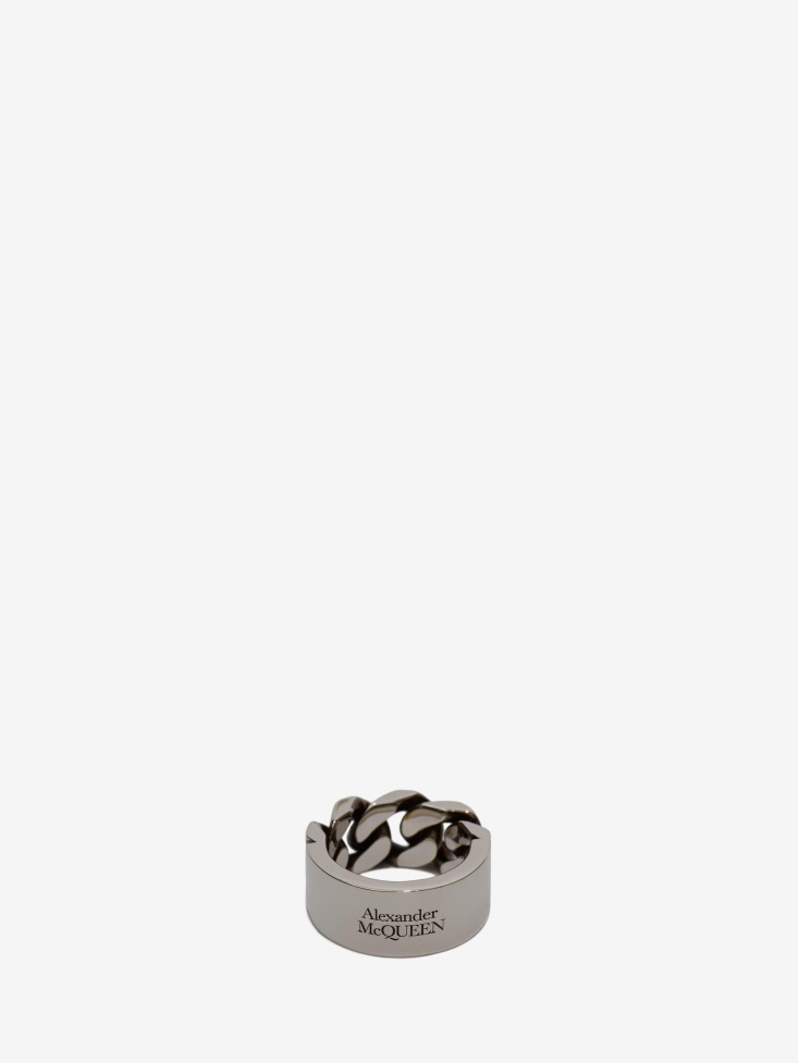 Antique Silver Fashion Alexander McQueen Men's Chain Ring