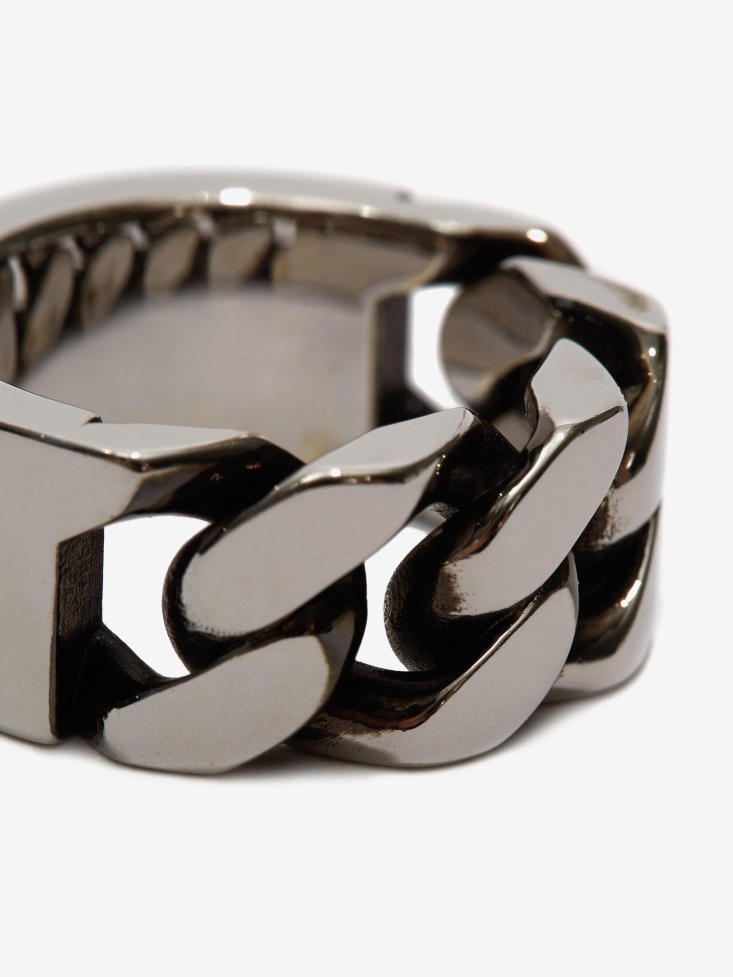 Antique Silver Fashion Alexander McQueen Men's Chain Ring