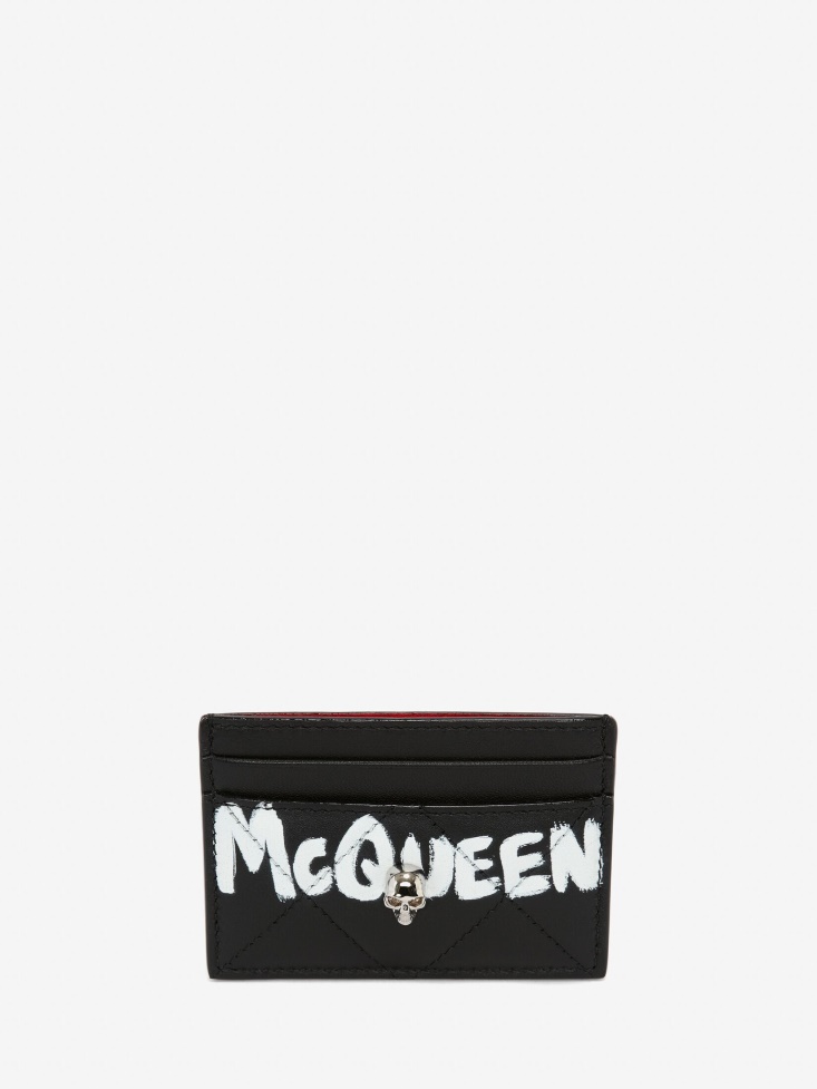 Women's in Graffiti Card Holder Black/White Fashion Alexander McQueen