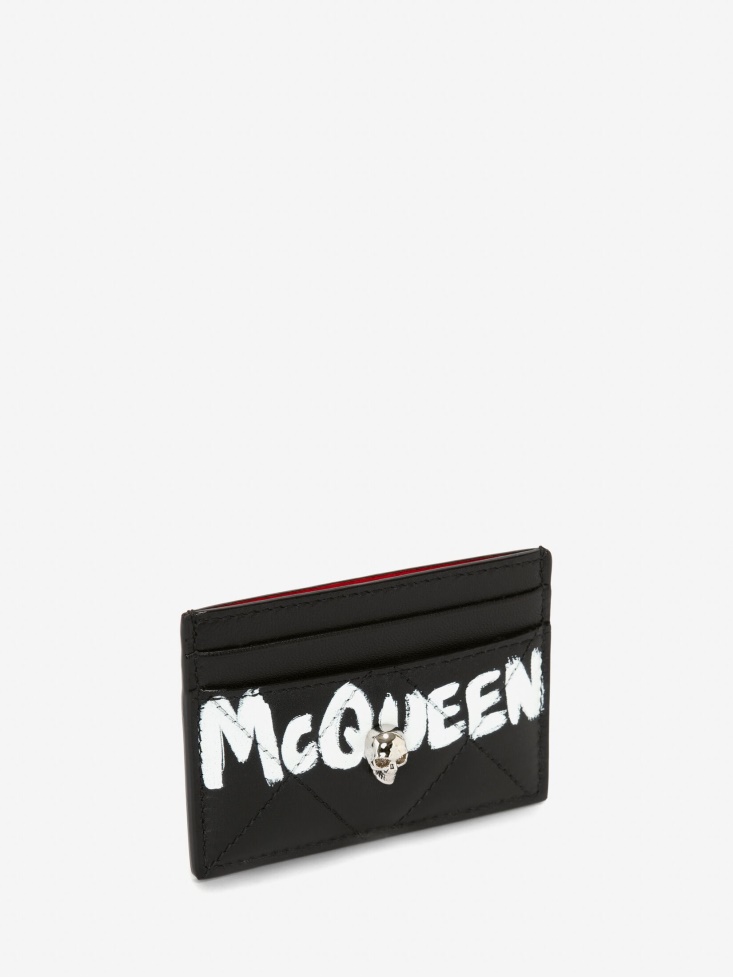 Women's in Graffiti Card Holder Black/White Fashion Alexander McQueen