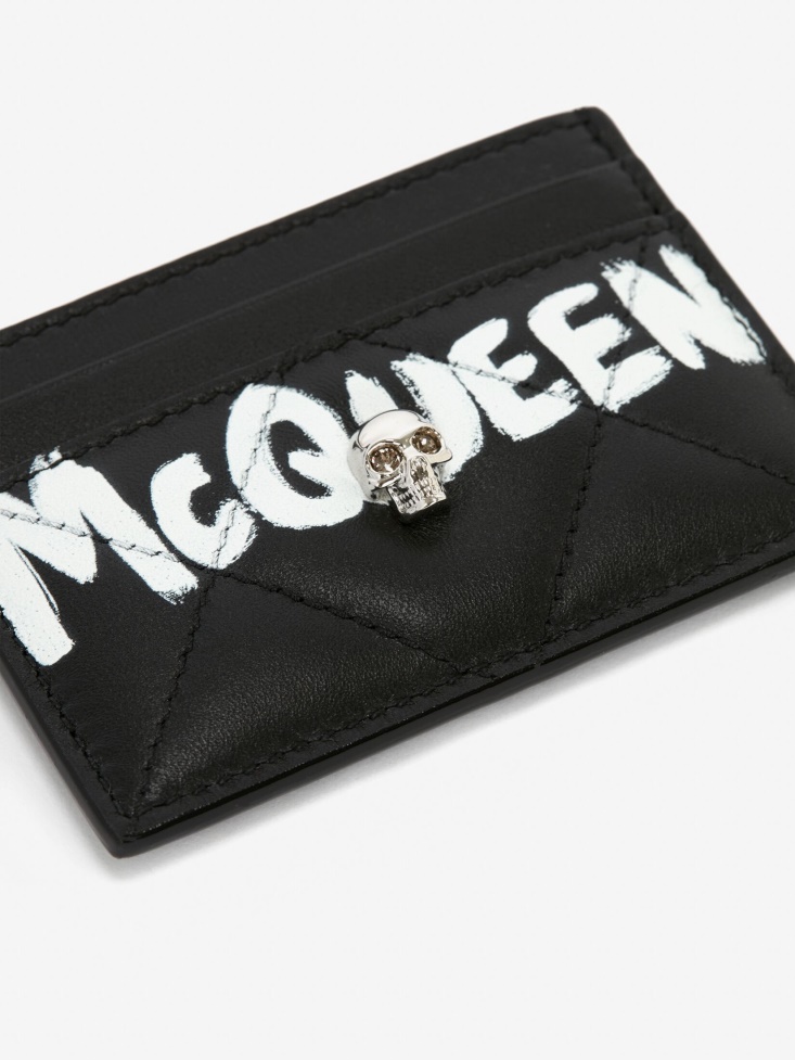 Women's in Graffiti Card Holder Black/White Fashion Alexander McQueen