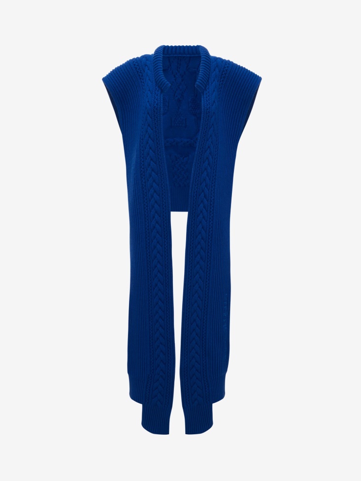 Electric Blue Women's Cable Knit Skull Scarf Fashion Alexander McQueen