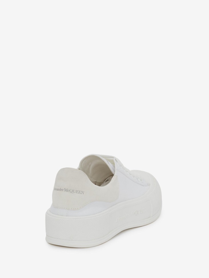 Men's Deck Lace Up Plimsoll Fashion Alexander McQueen White