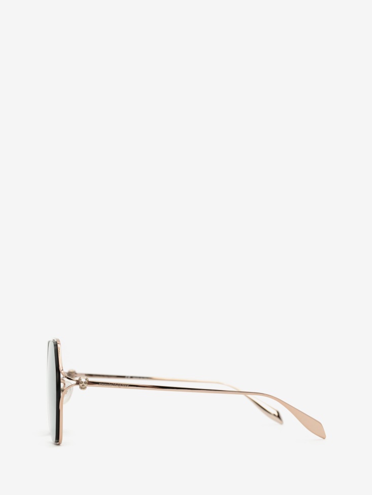 Fashion Alexander McQueen Gold Women's Skull Hinge Geometrical Sunglasses