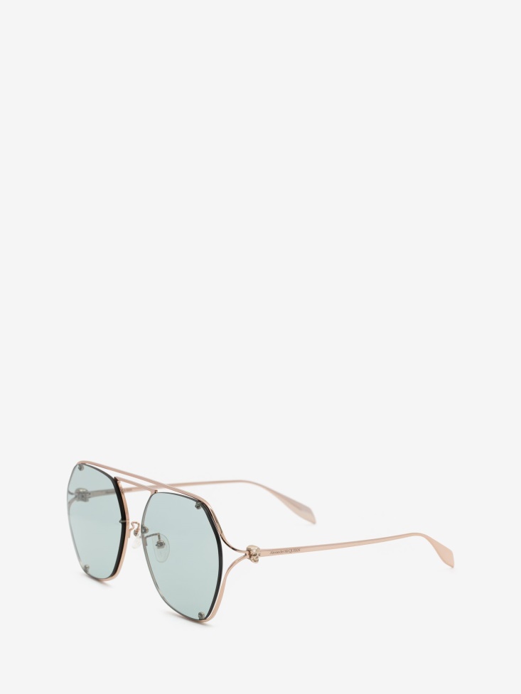 Fashion Alexander McQueen Gold Women's Skull Hinge Geometrical Sunglasses