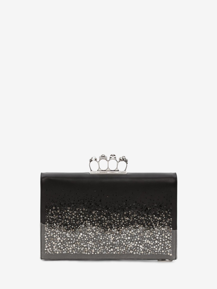 Fashion Alexander McQueen Men's Four Ring Flat Pouch Black/Grey