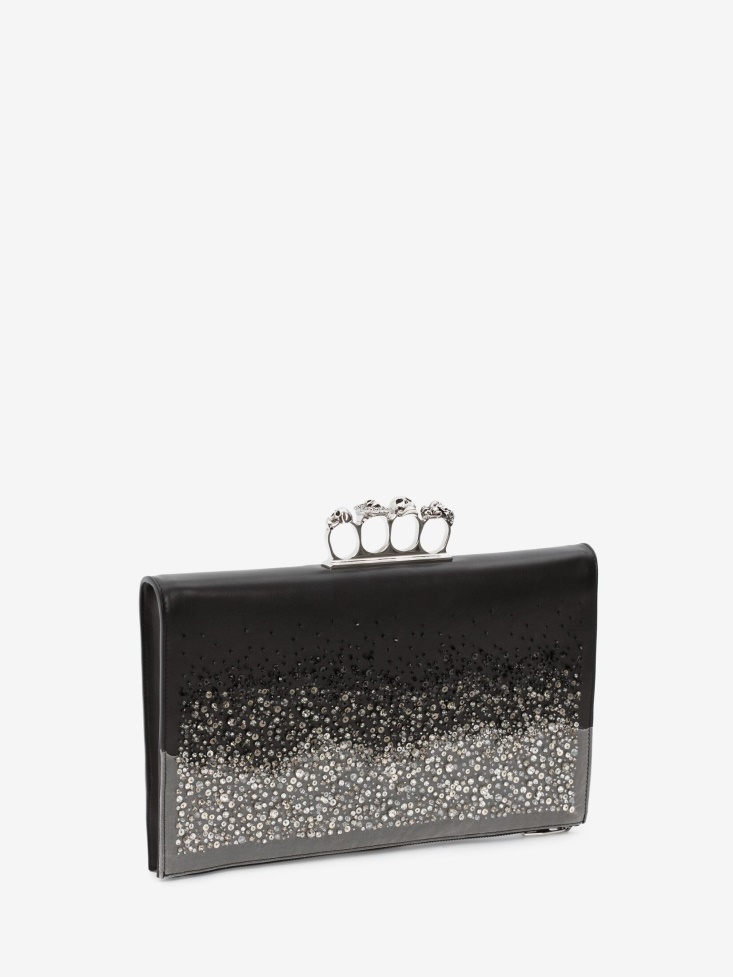 Fashion Alexander McQueen Men's Four Ring Flat Pouch Black/Grey