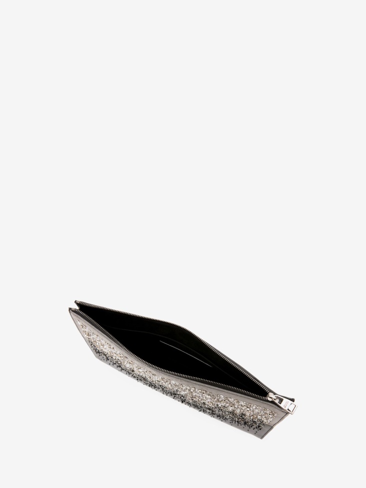 Fashion Alexander McQueen Men's Four Ring Flat Pouch Black/Grey