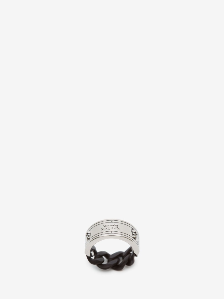 Men's Identity Chain Ring Black/Silver Fashion Alexander McQueen