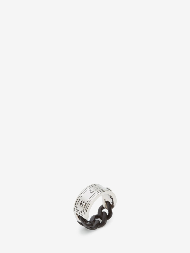 Men's Identity Chain Ring Black/Silver Fashion Alexander McQueen
