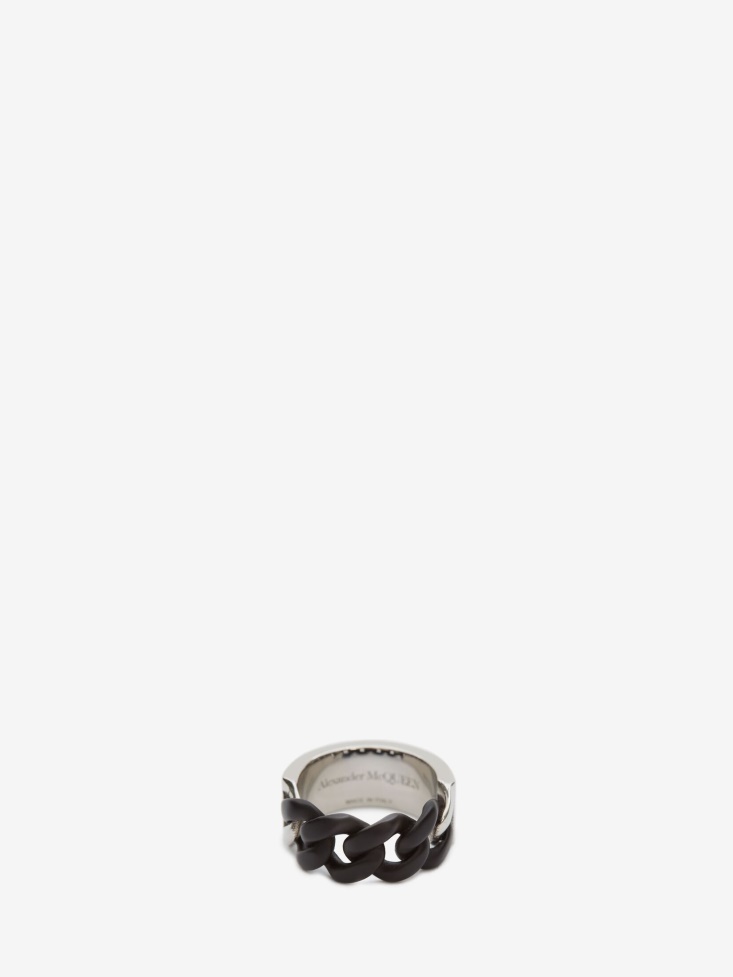 Men's Identity Chain Ring Black/Silver Fashion Alexander McQueen