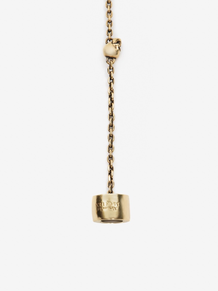 Fashion Alexander McQueen Antique Gold Women's Pearl Skull Chain Necklace For Airpods