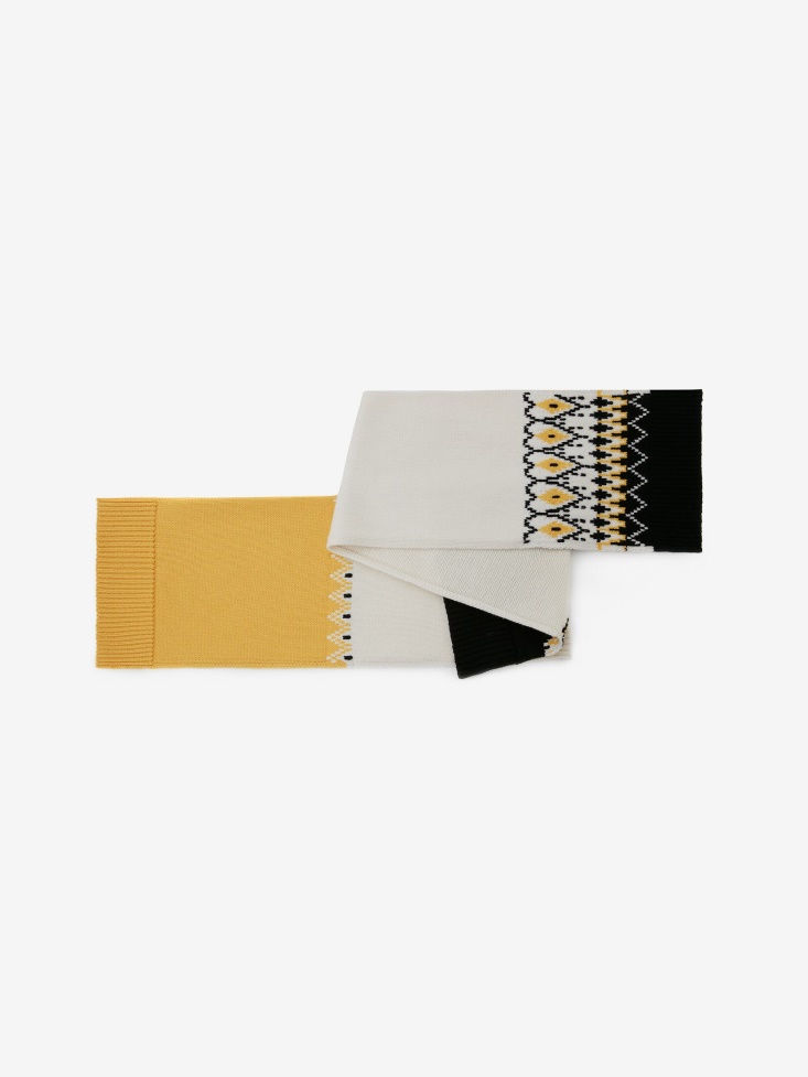 Sun/Black Fashion Alexander McQueen Women's Fair Isle Inspired Asymmetric Patch Scarf