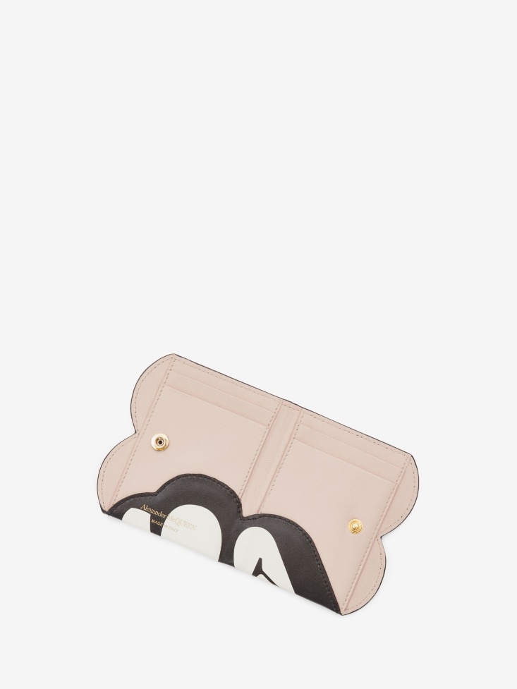 Fashion Alexander McQueen Women's Seal Logo Card Wallet Ivory/Black