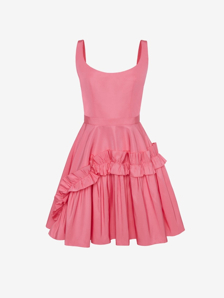 Women's Scoop Neck Mini Dress Sugar Pink Fashion Alexander McQueen