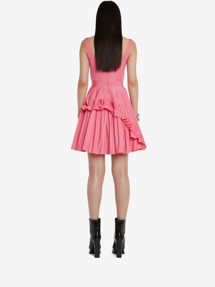 Women's Scoop Neck Mini Dress Sugar Pink Fashion Alexander McQueen