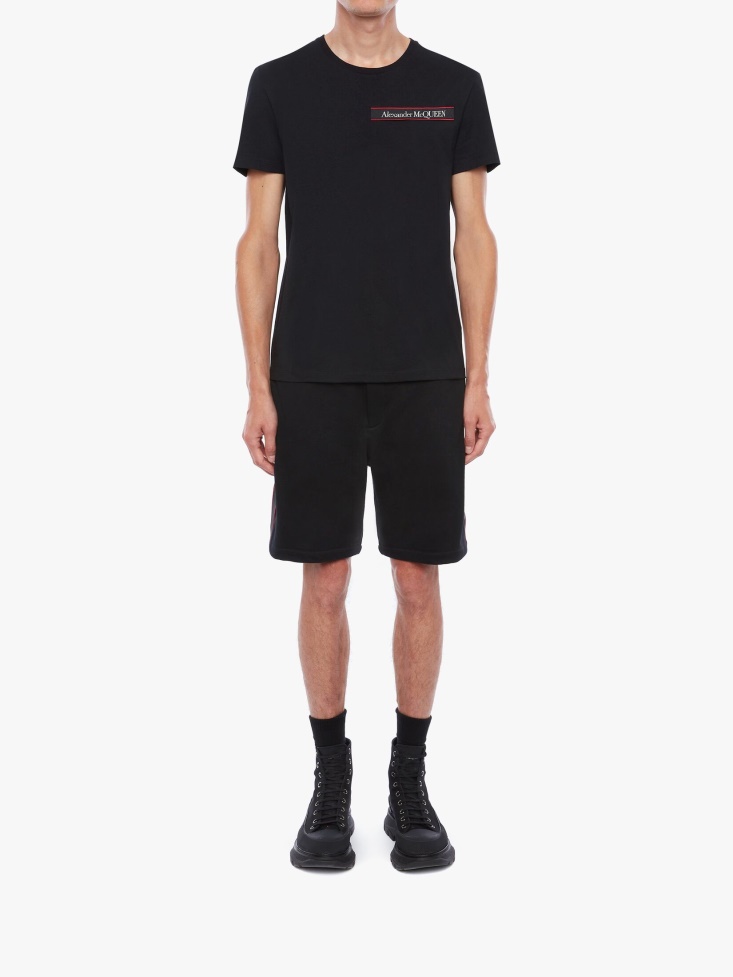 Fashion Alexander McQueen Black Men's Selvedge Logo Tape Detail T-Shirt