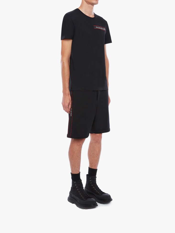 Fashion Alexander McQueen Black Men's Selvedge Logo Tape Detail T-Shirt