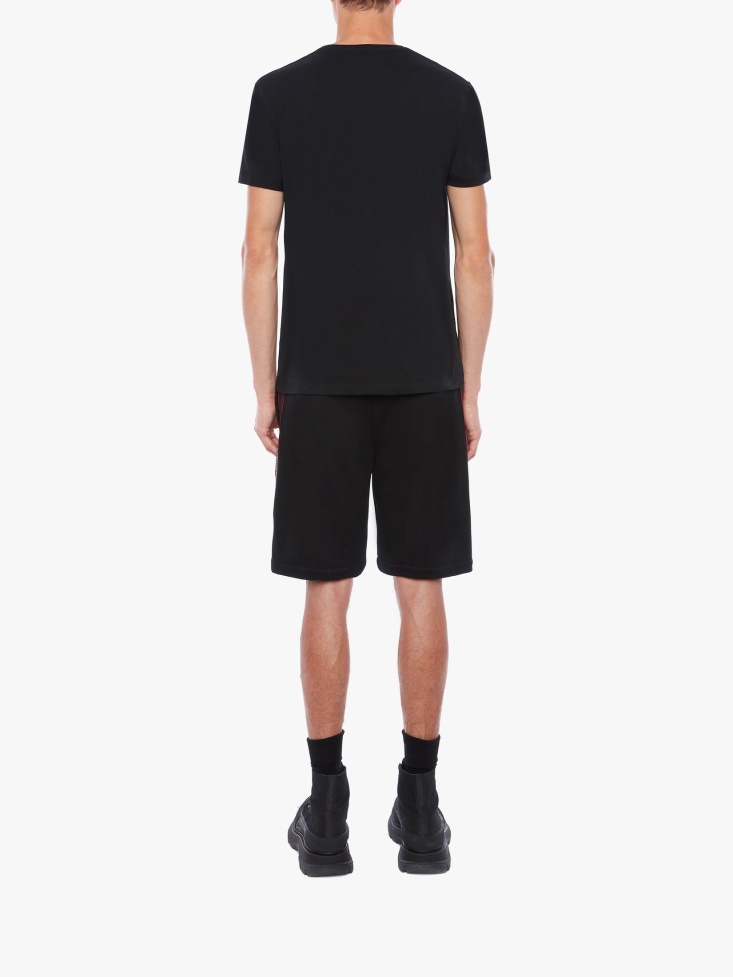 Fashion Alexander McQueen Black Men's Selvedge Logo Tape Detail T-Shirt