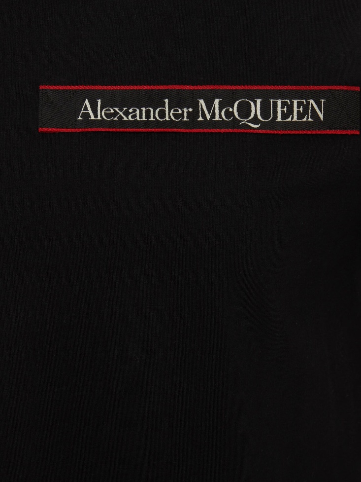 Fashion Alexander McQueen Black Men's Selvedge Logo Tape Detail T-Shirt