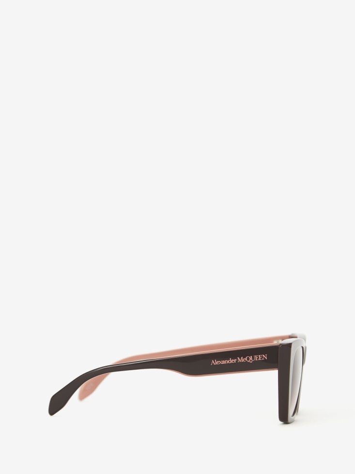 Burgundy Women's Selvedge Cat-Eye Sunglasses Fashion Alexander McQueen