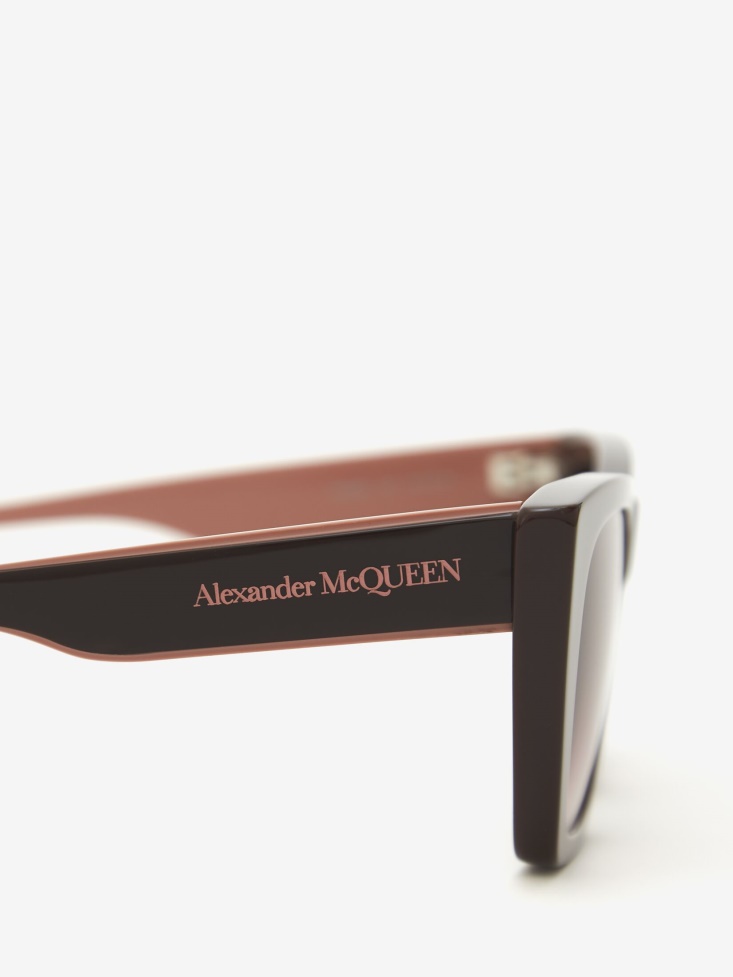 Burgundy Women's Selvedge Cat-Eye Sunglasses Fashion Alexander McQueen