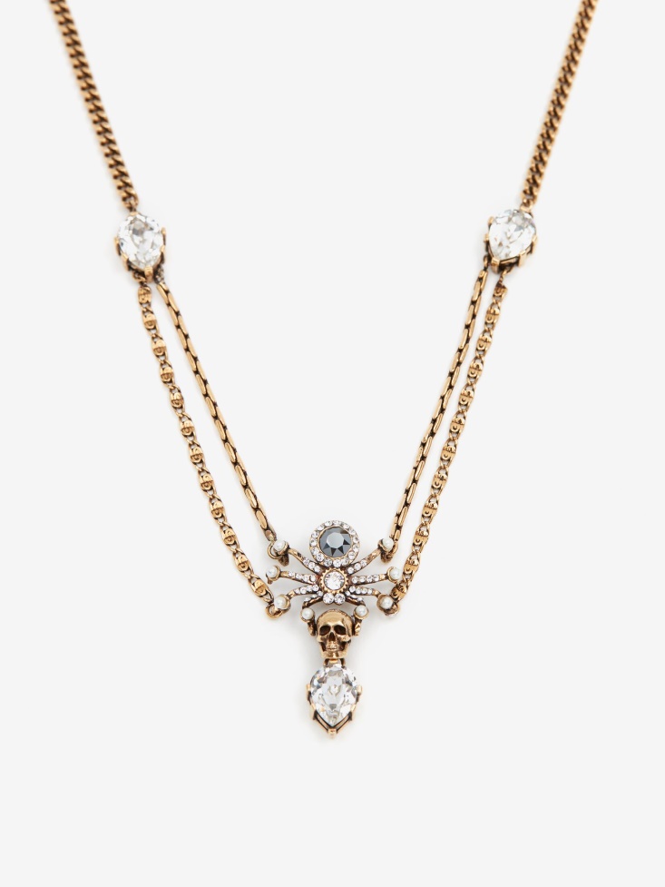 Fashion Alexander McQueen Gold Women's Jewelled Spider Necklace
